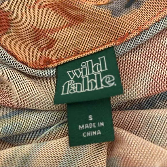 Wild Fable Small Mesh Long Sleeve Button Up Orange Tie-Dye Dress - Picture 6 of 13